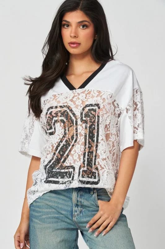 Pastel Lace Number 21 Mesh Jersey