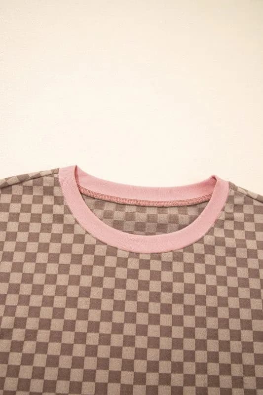 Checker Long Sleeve Pullover and Shorts Set