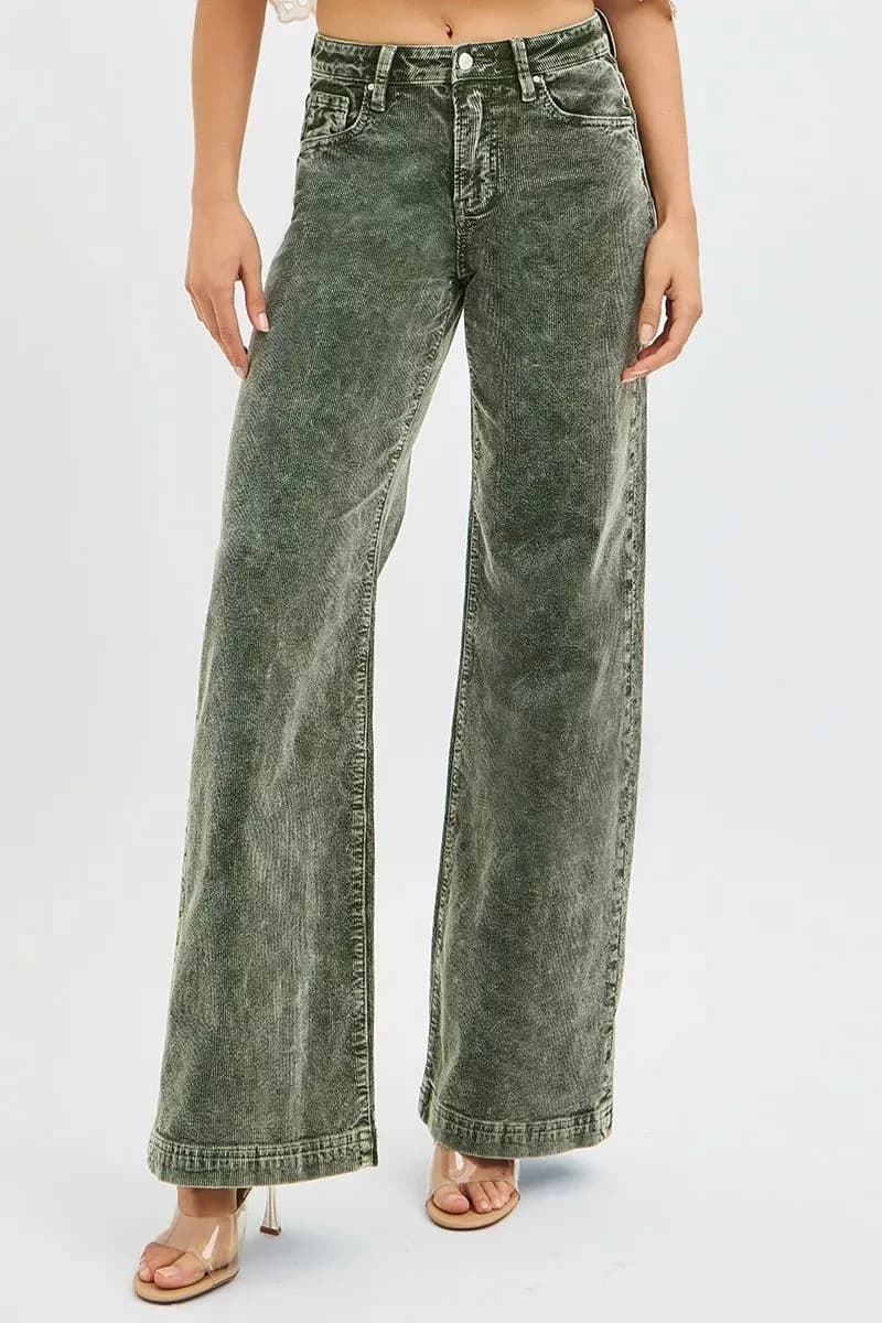 RISEN Full Size High Rise Wide Leg Corduroy Jeans Plus Size