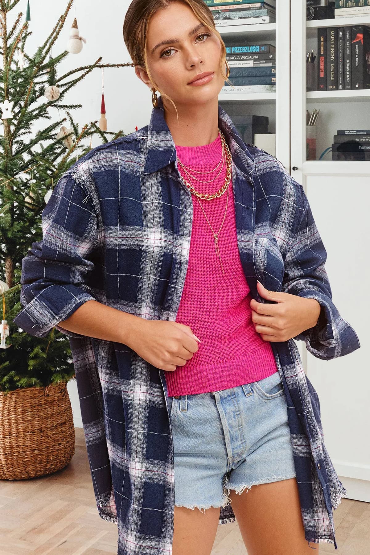 Button Down Fall Winter Plaid Shirts La Miel
