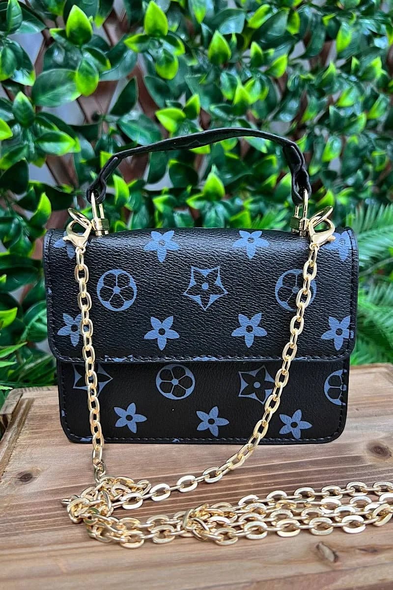 Black Star Printed Crossbody with Chain