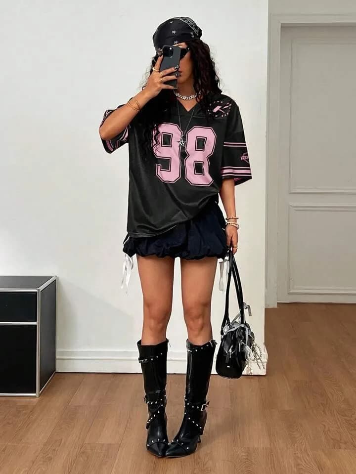 Black and Mauve Mesh Number 98 Keep Going Jersey