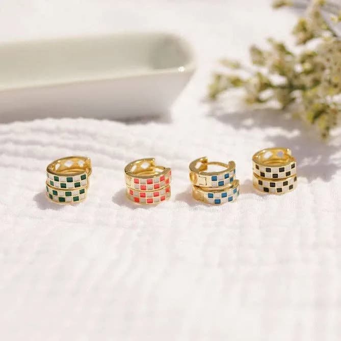 Checkered Hoops Mauve Jewelry Co (Pink)