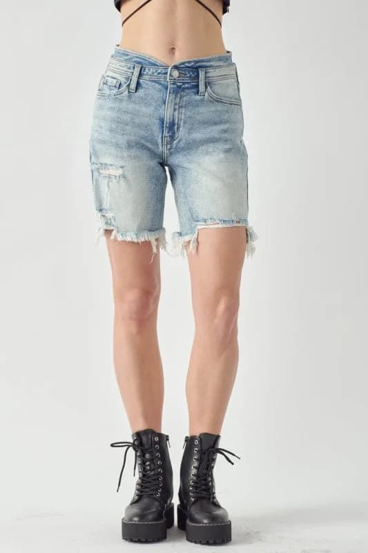 High Rise Bermuda Tulip Waistband Shorts