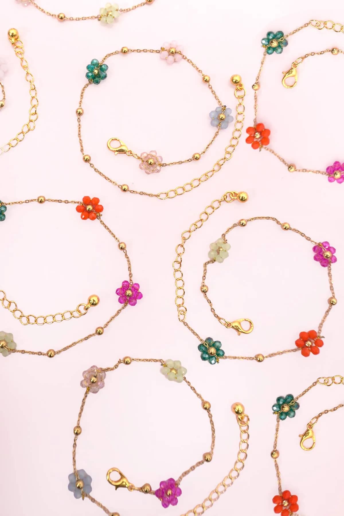 Summer Multi Beaded Flower Charm Bracelet