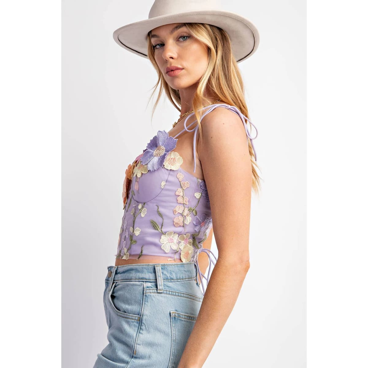 3D Flower Embroidery Tank Top