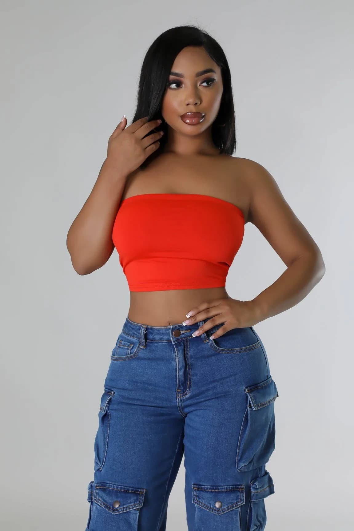 Double Layered Tube Crop Top 5besties inc (Tan)