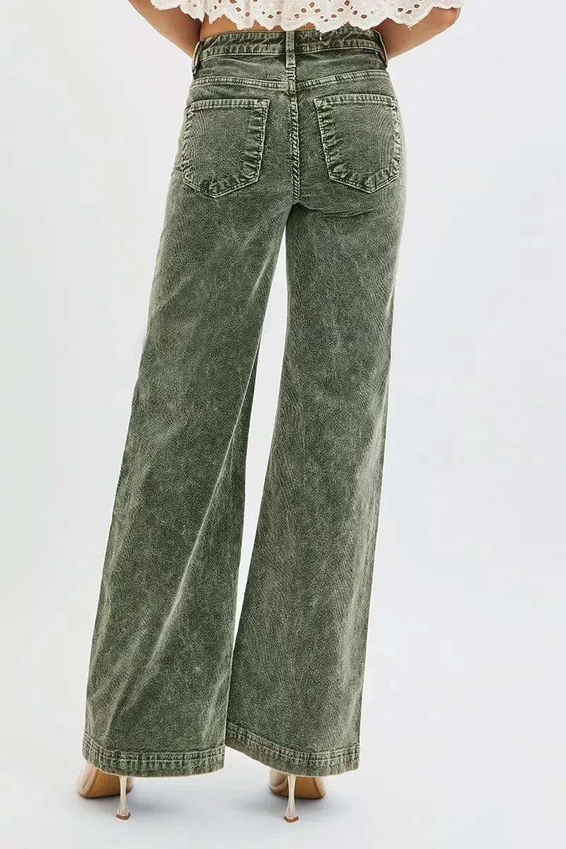 RISEN Full Size High Rise Wide Leg Corduroy Jeans Plus Size
