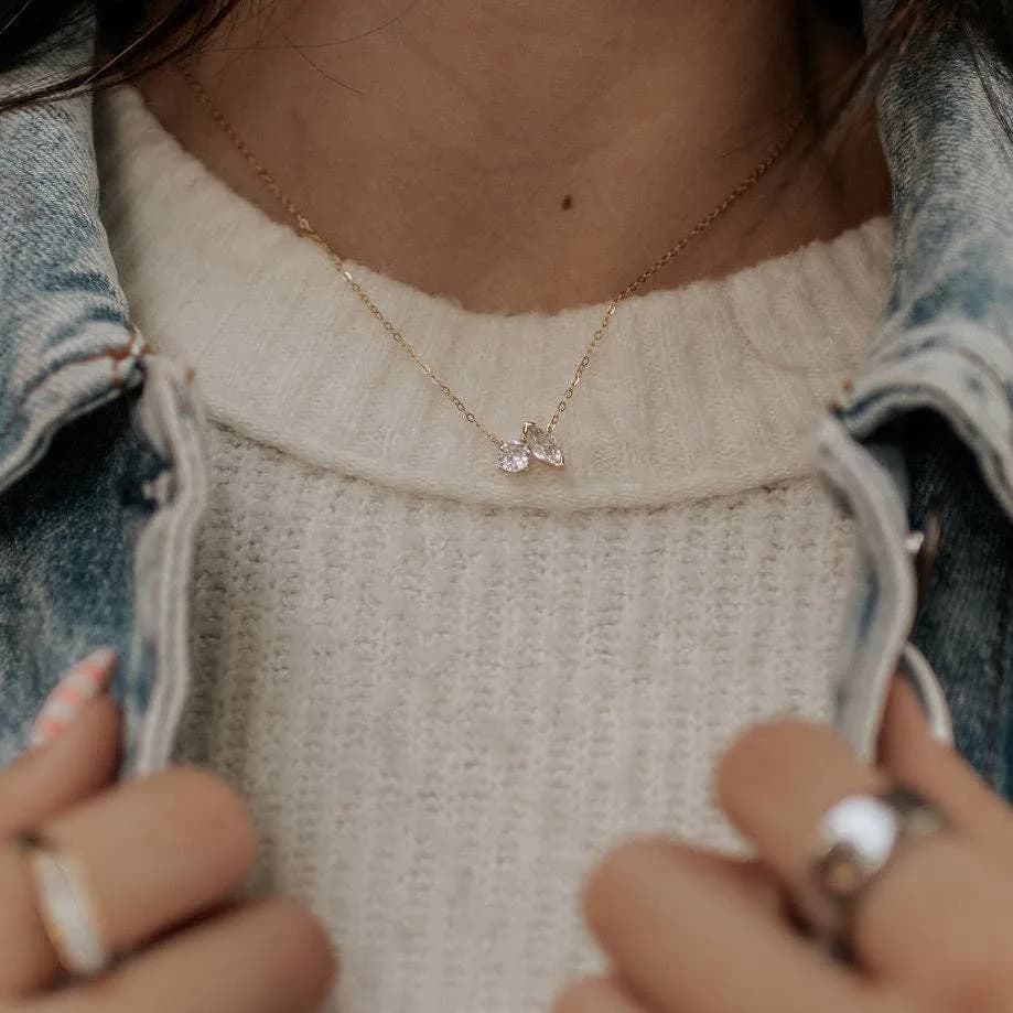 Sloane Two Stone Diamond Necklace Gold or Silver by Mauve