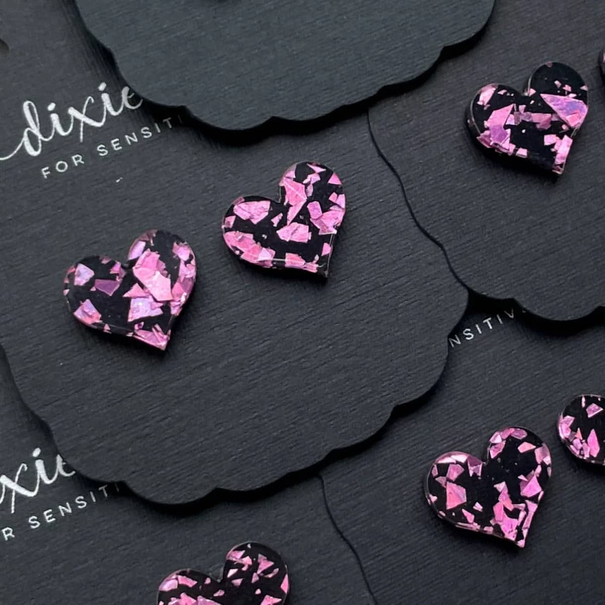 Classic Hearts in Holographic Mauve Earrings
