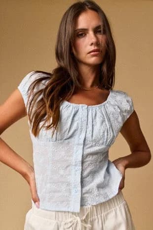 Papermoon Puff Sleeve Peasant Top