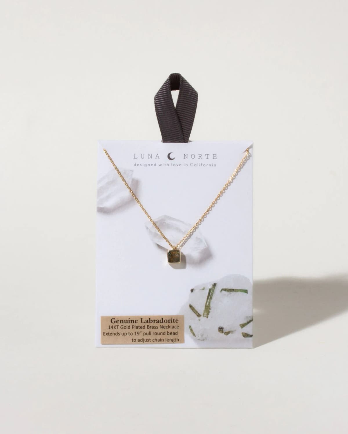 Square Frame Gemstone Necklace- Labradorite