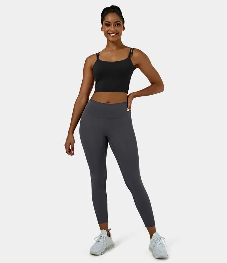 Double Straps Backless Twisted Cropped Yoga Tank Top Halara