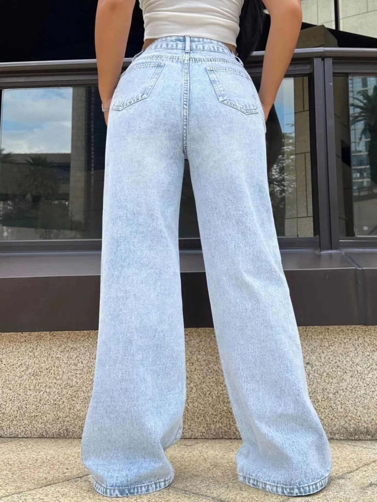 High-Waisted Wide Leg Jeans