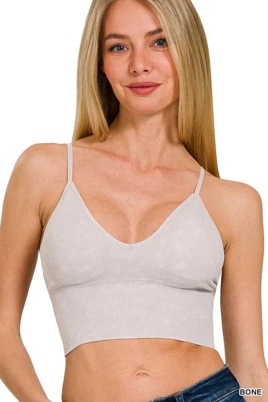 Washed Ribbed Seamless Bra Padded Tank Top Zenana Muliple Colors