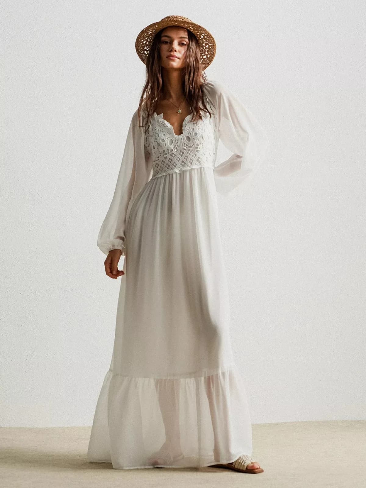 Boho Chic Crochet Lace Maxi Dress