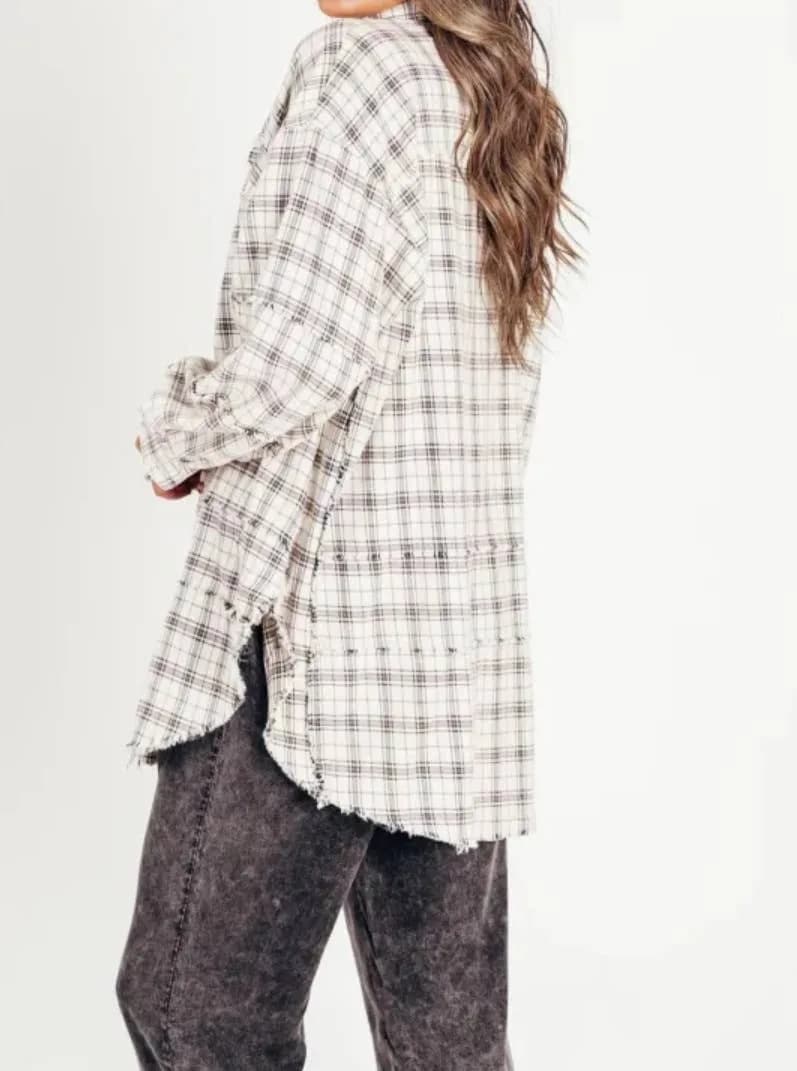Plaid Shirt Oversized Long Shacket