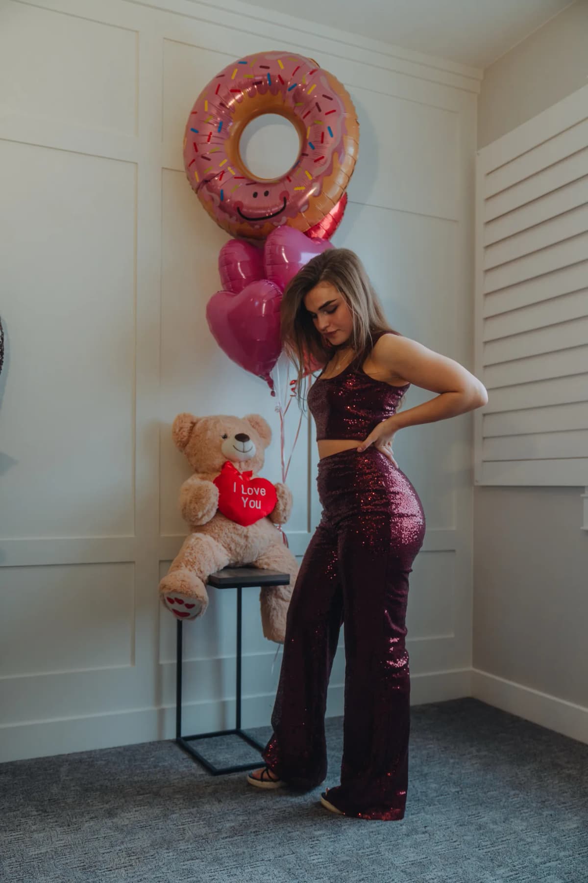Sequin Cropped Top and Pants Set by Blue Blush