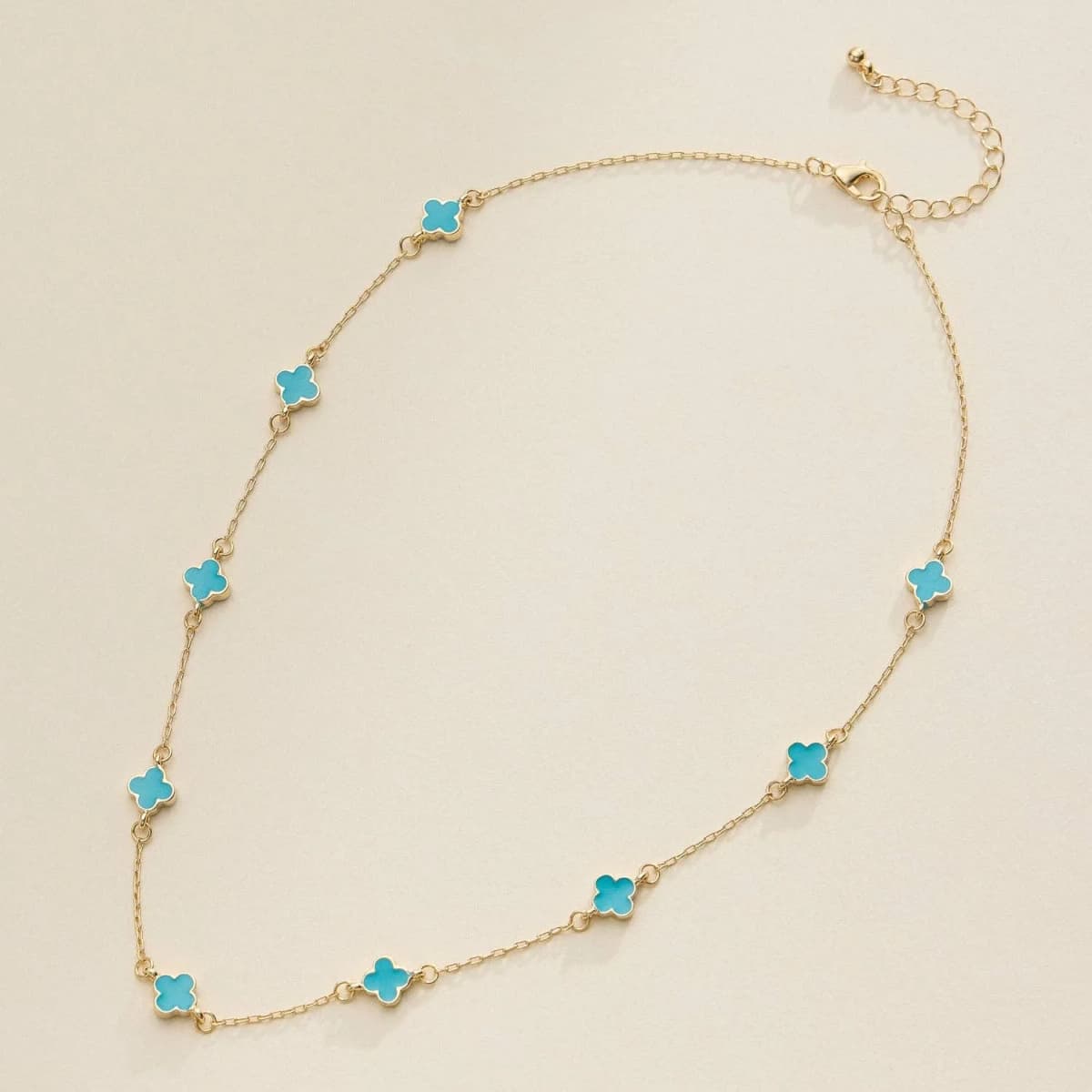 Gold Charm Necklace with Enamel Accents Elegant Minimalist Jewelry