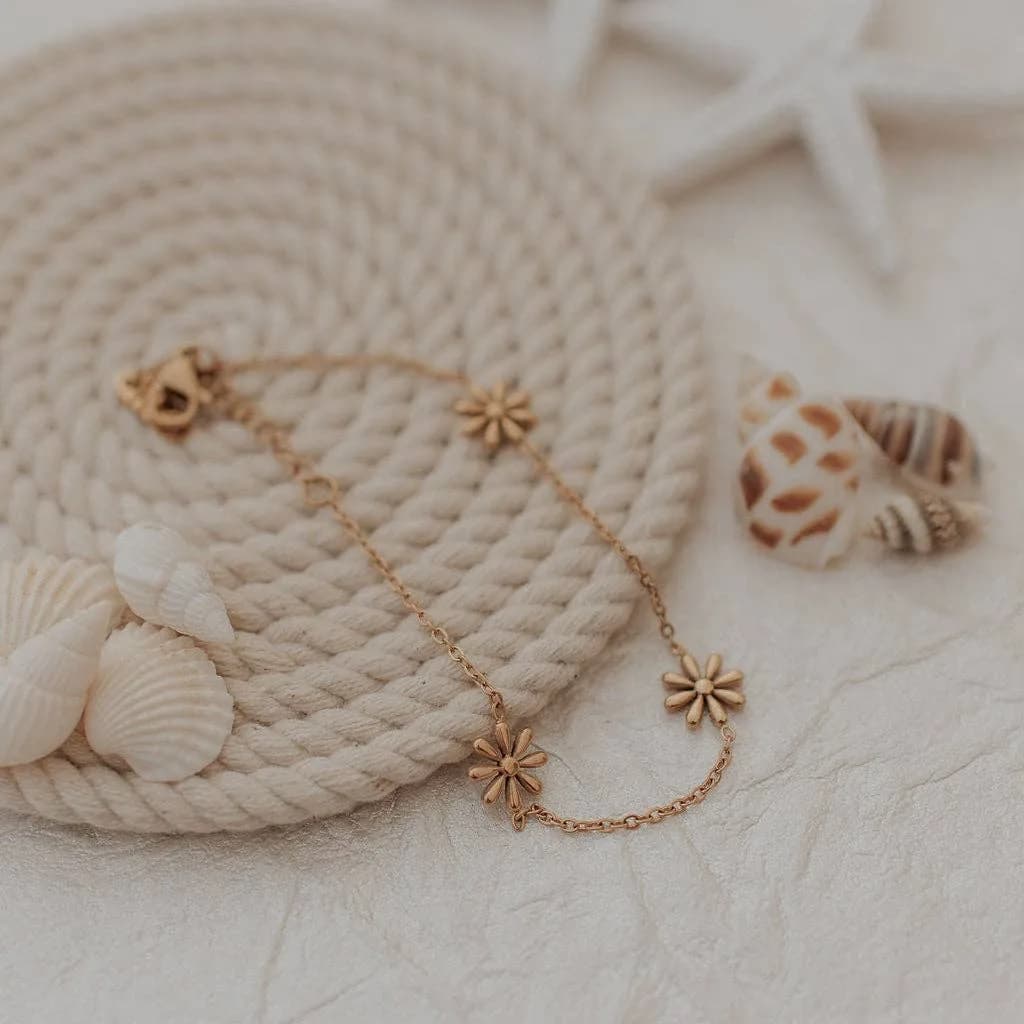 Anna Floral Bracelet Gold or Silver by Mauve