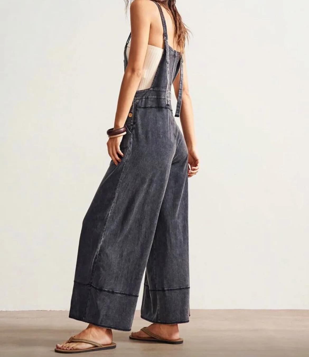 Distressed Mineral Washed Jumpsuit
