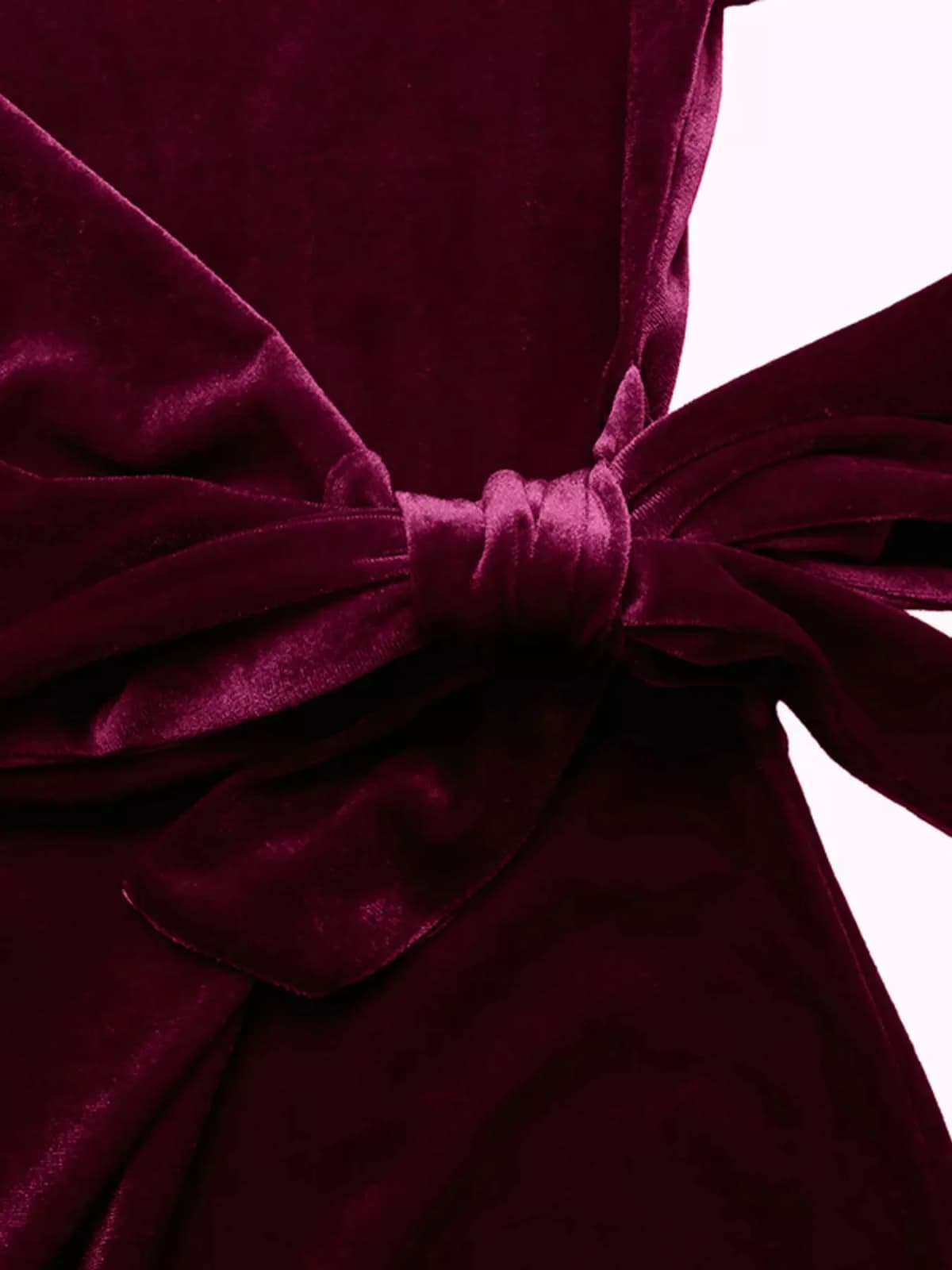 Velvet Slit Round Neck Long Sleeve Dress with Side Tie Detail