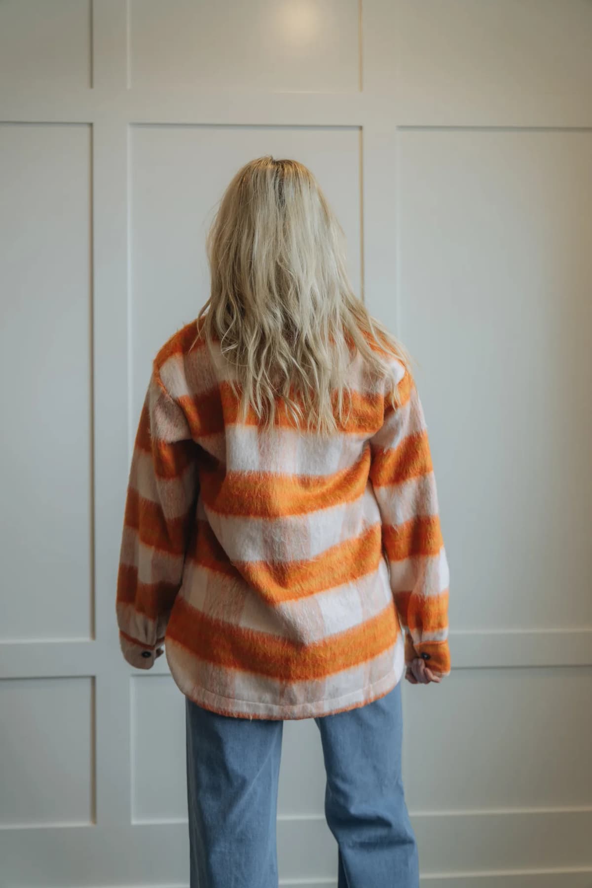 Orange Brushed Mohair Fall Winter Shacket La Miel