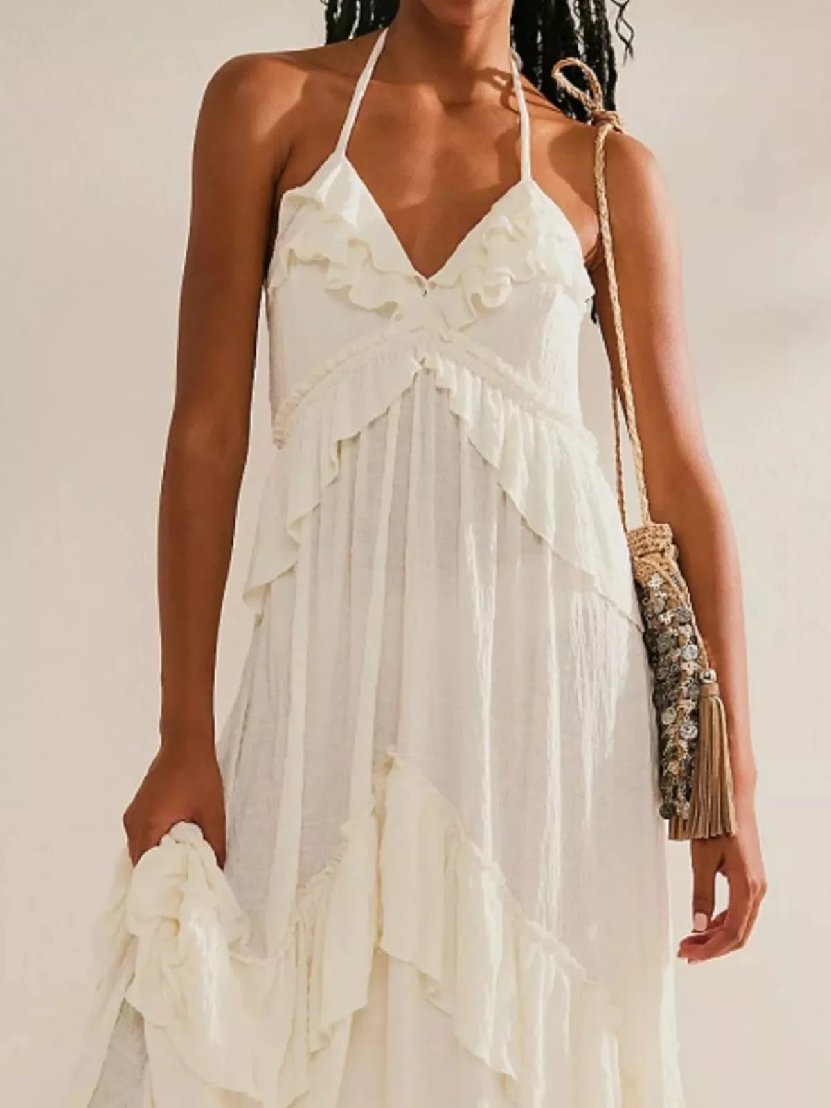 Ruffled Halter Neck Maxi Dress in Multiple Colors
