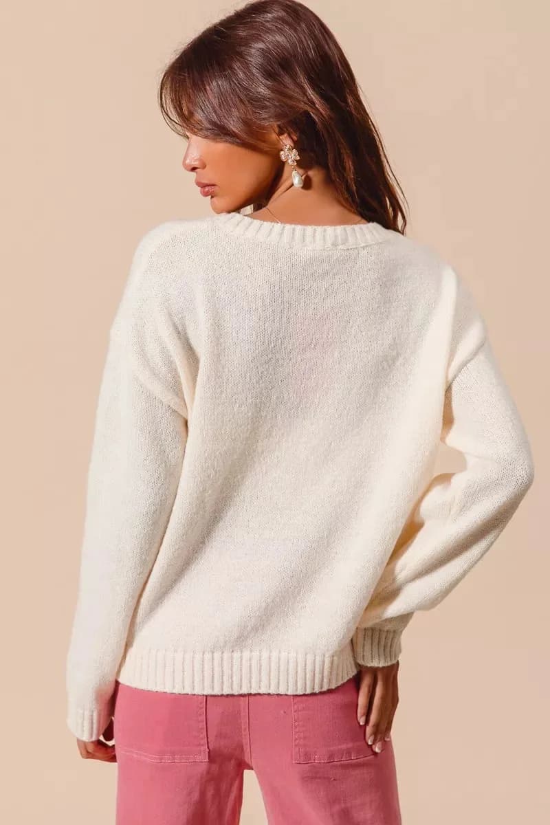 SO ME Heart Cherry Knitted Sweater Top
