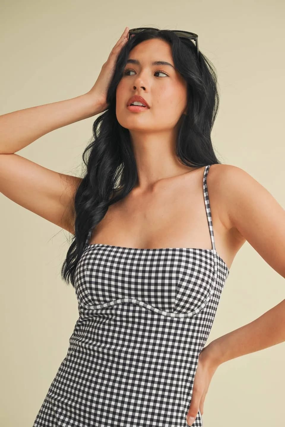 Gingham Print Sweetheart Dress by Kimberly C