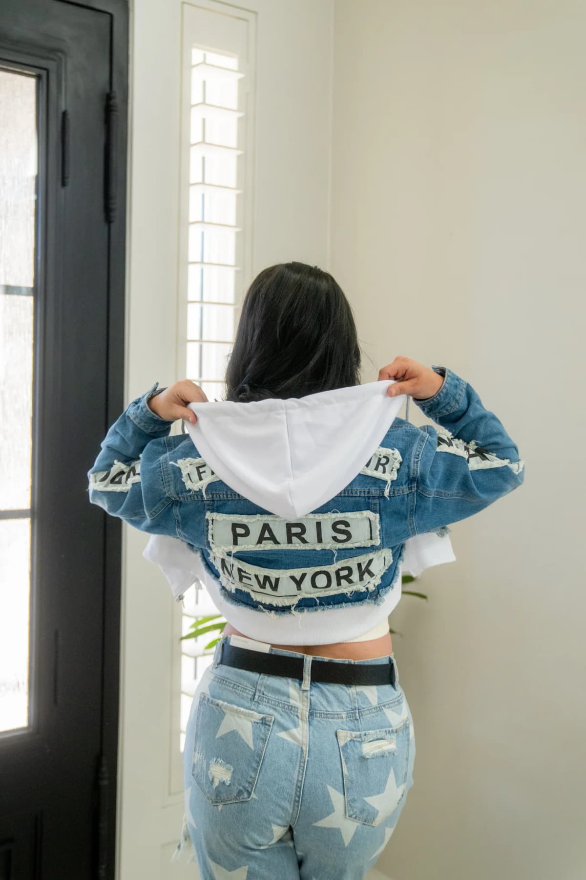 Tour Patch Denim Jacket with Hoodie