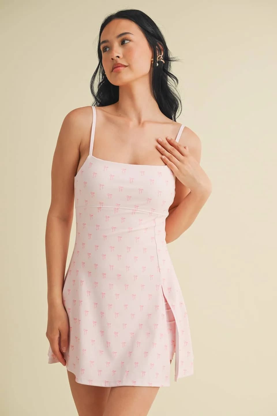 Bow Print A-Line Mini Dress by Kimberly C