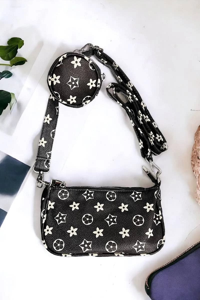 Black Star Printed Crossbody Purse