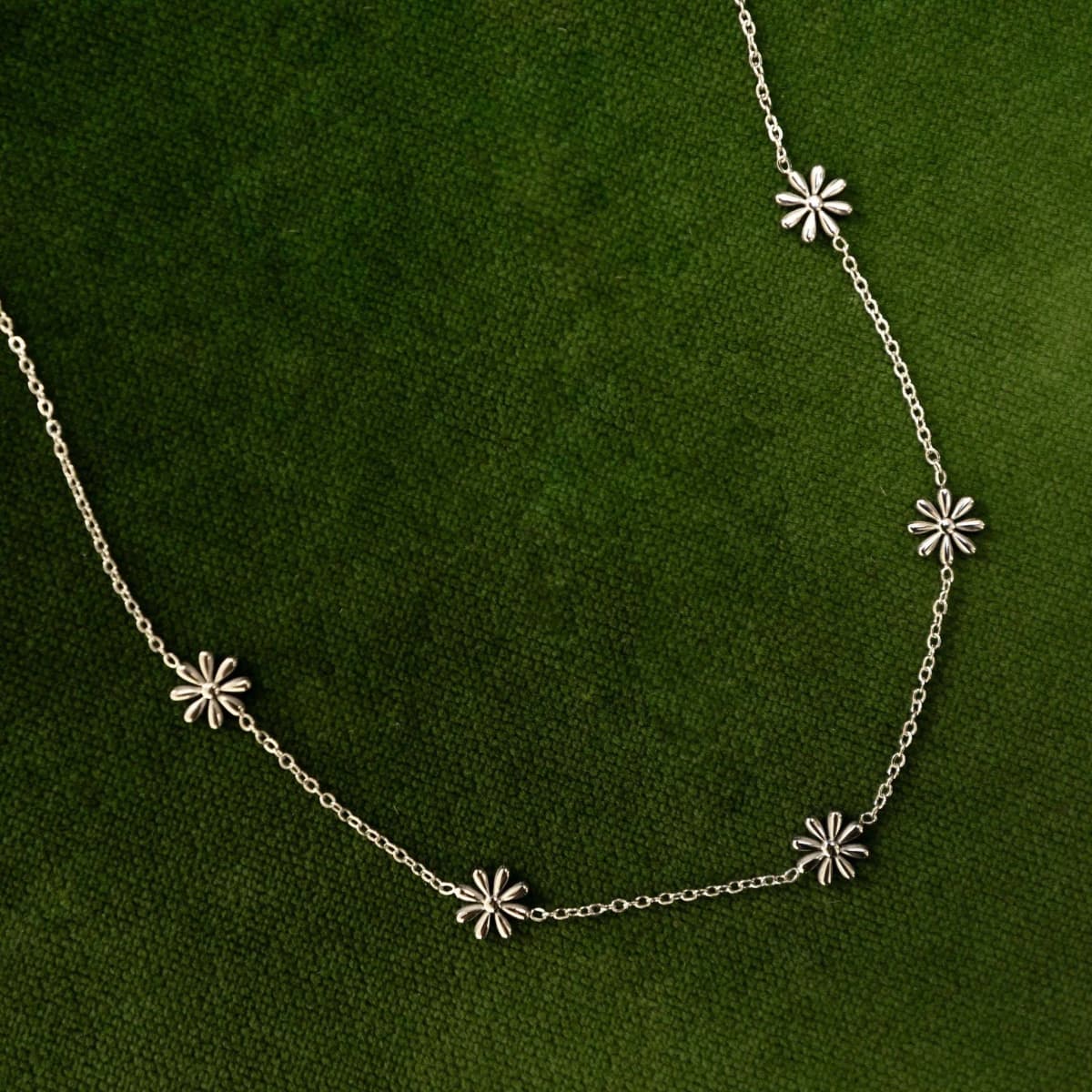 Anna Floral Necklace Silver by Mauve
