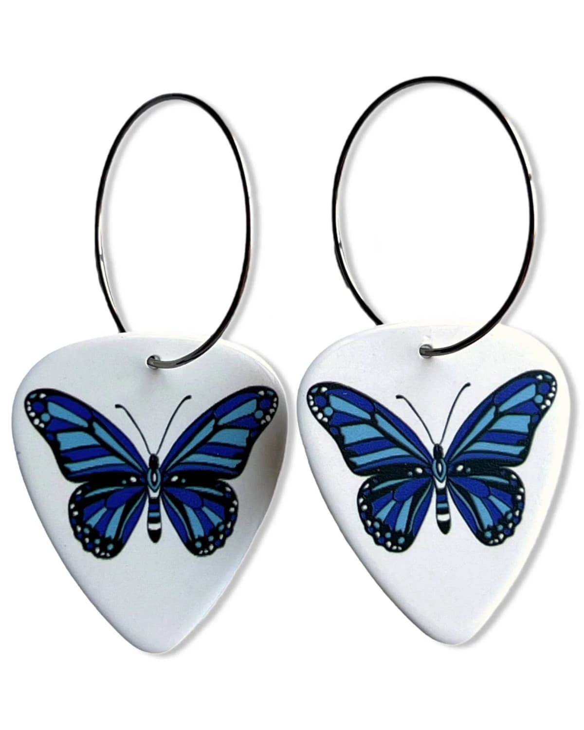 Butterfly Reversible Single Guitar Pick Earrings Stainless Steel