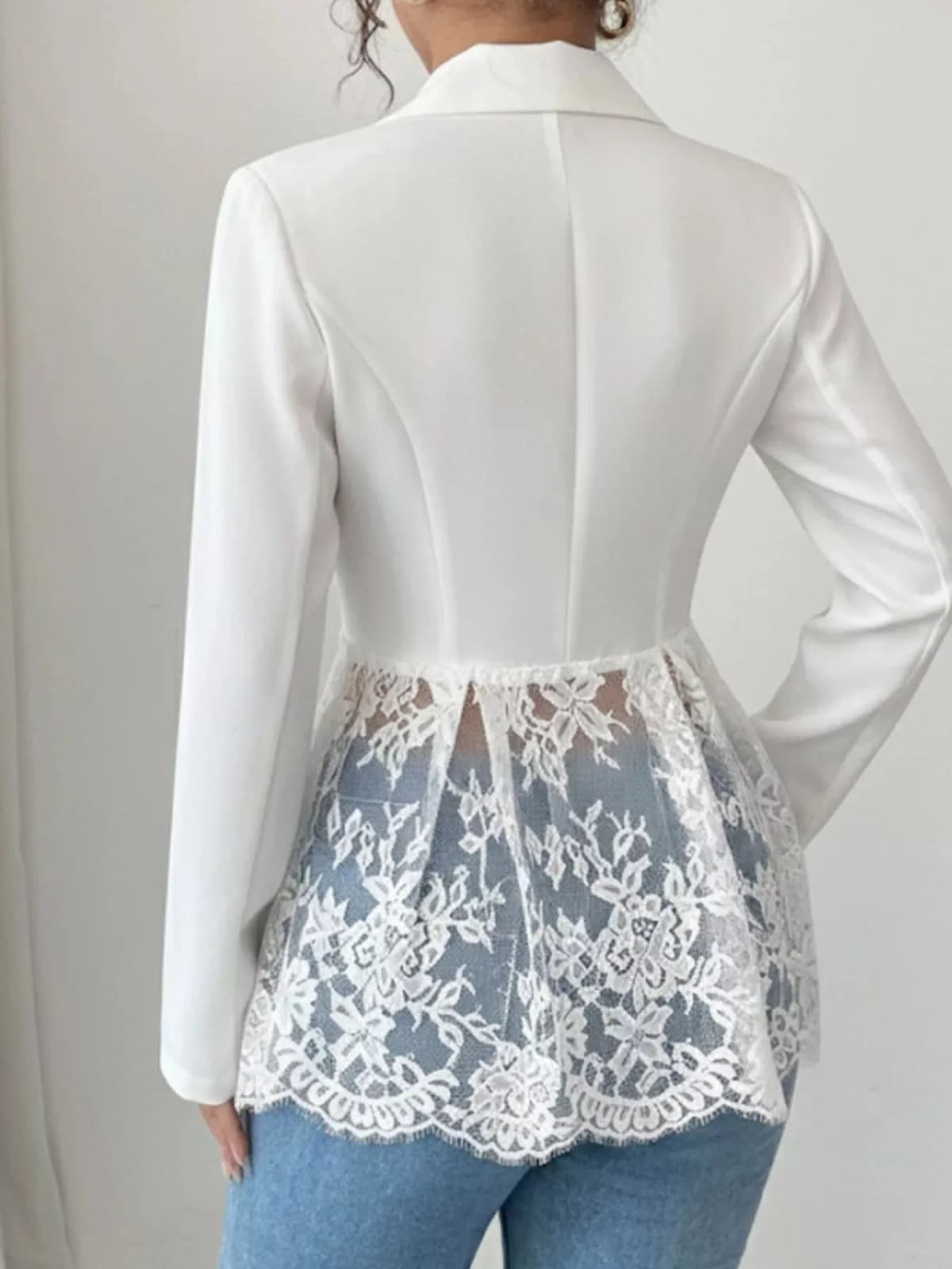 Lace Detail One Button Blazer
