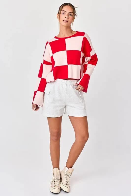 Sarah Red Checkered Top