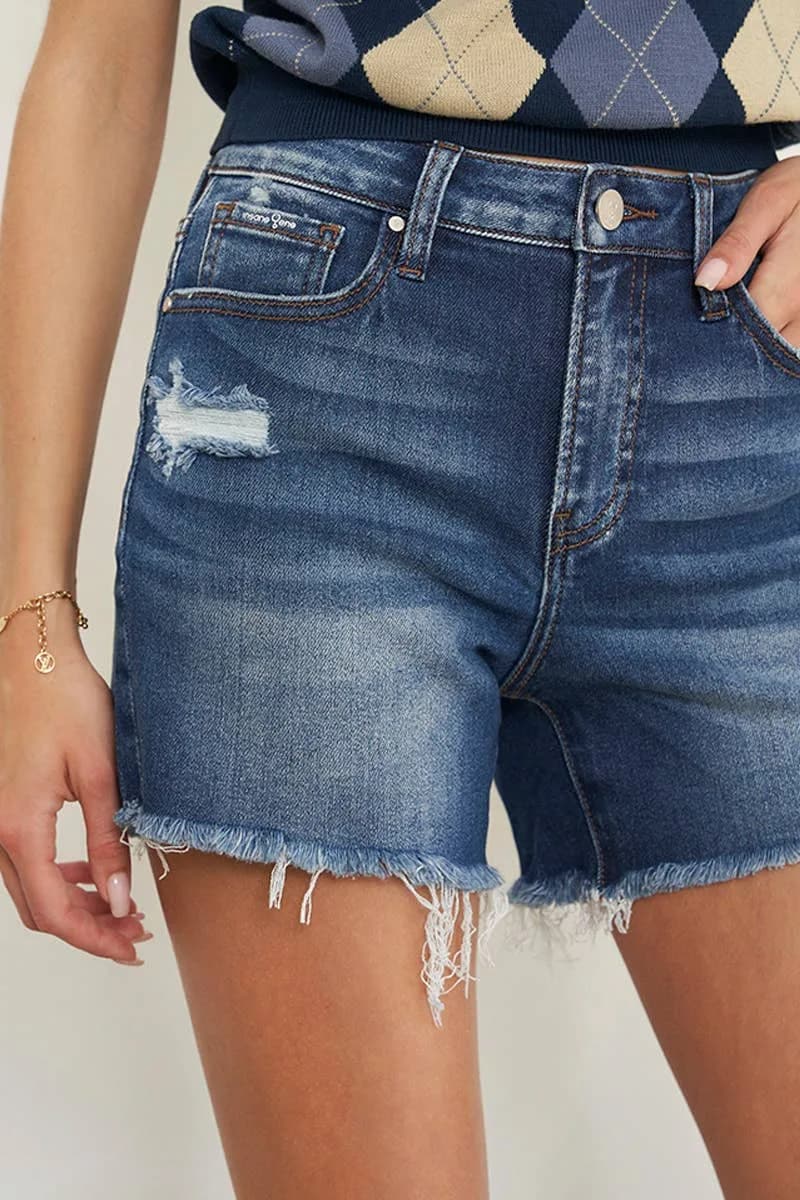 Frayed Hem Denim Shorts by Insane Gene