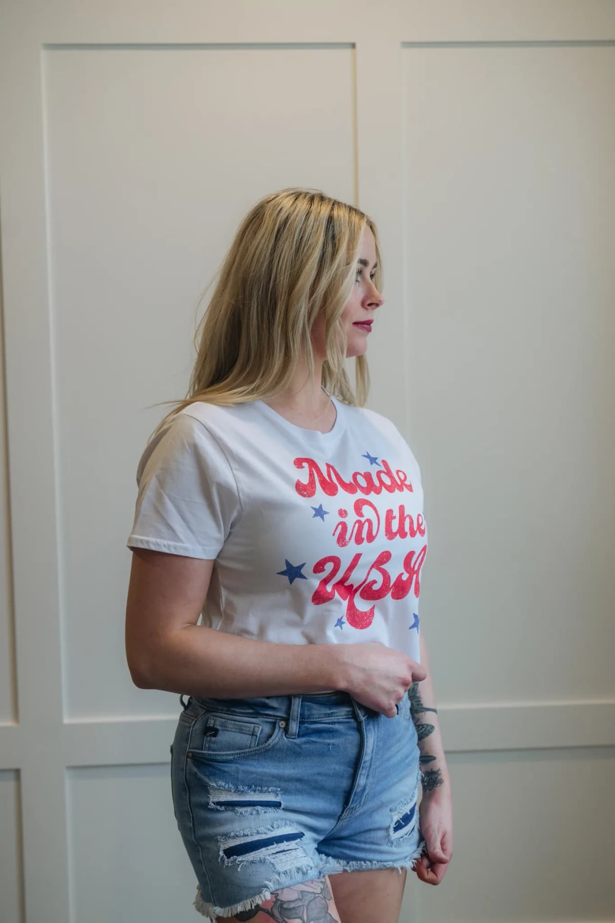 Made in the USA Crop T Shirt White