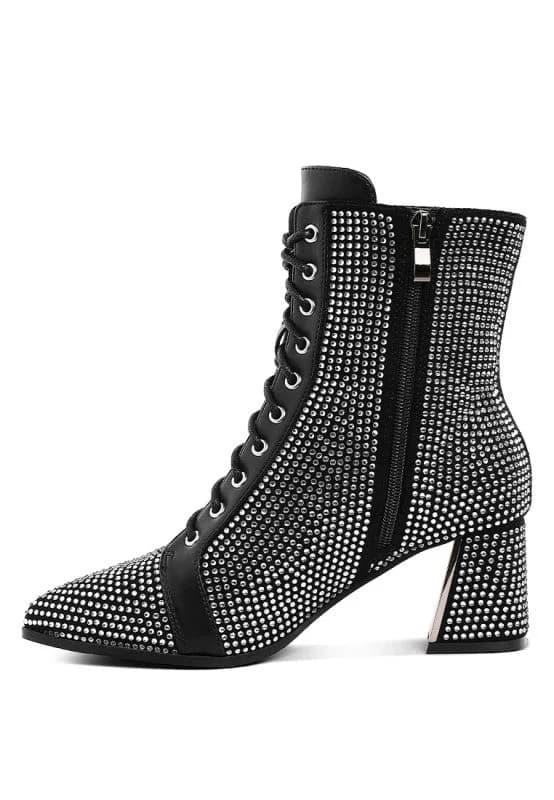 Calla Rhinestone Embellished Ankle Boots