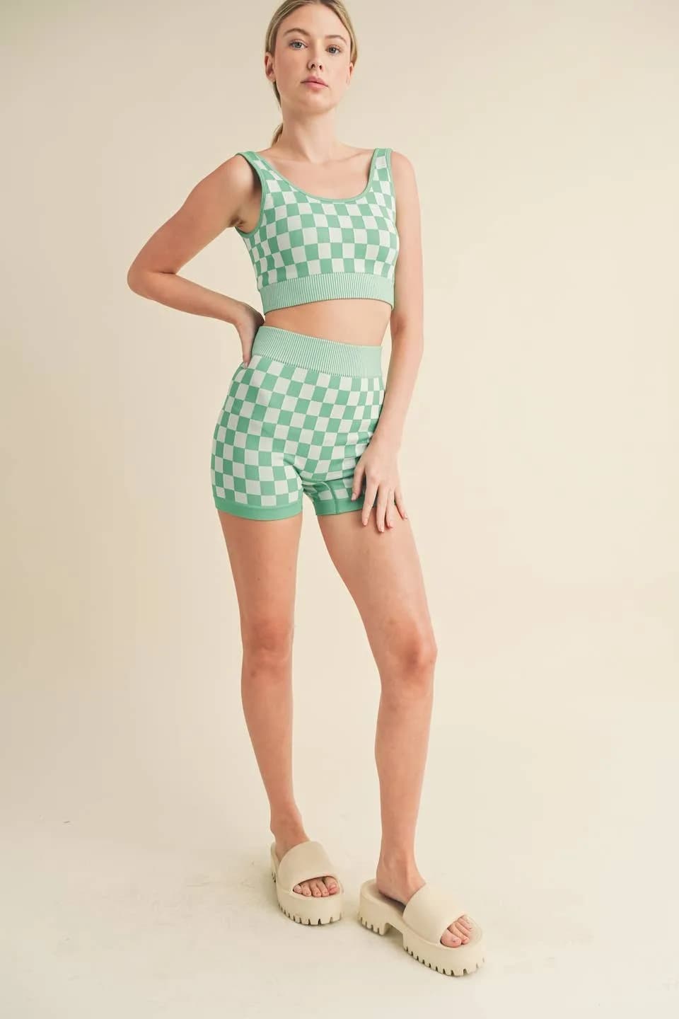 Checkmate Checkered Crop Two Piece Set by Kimberly C