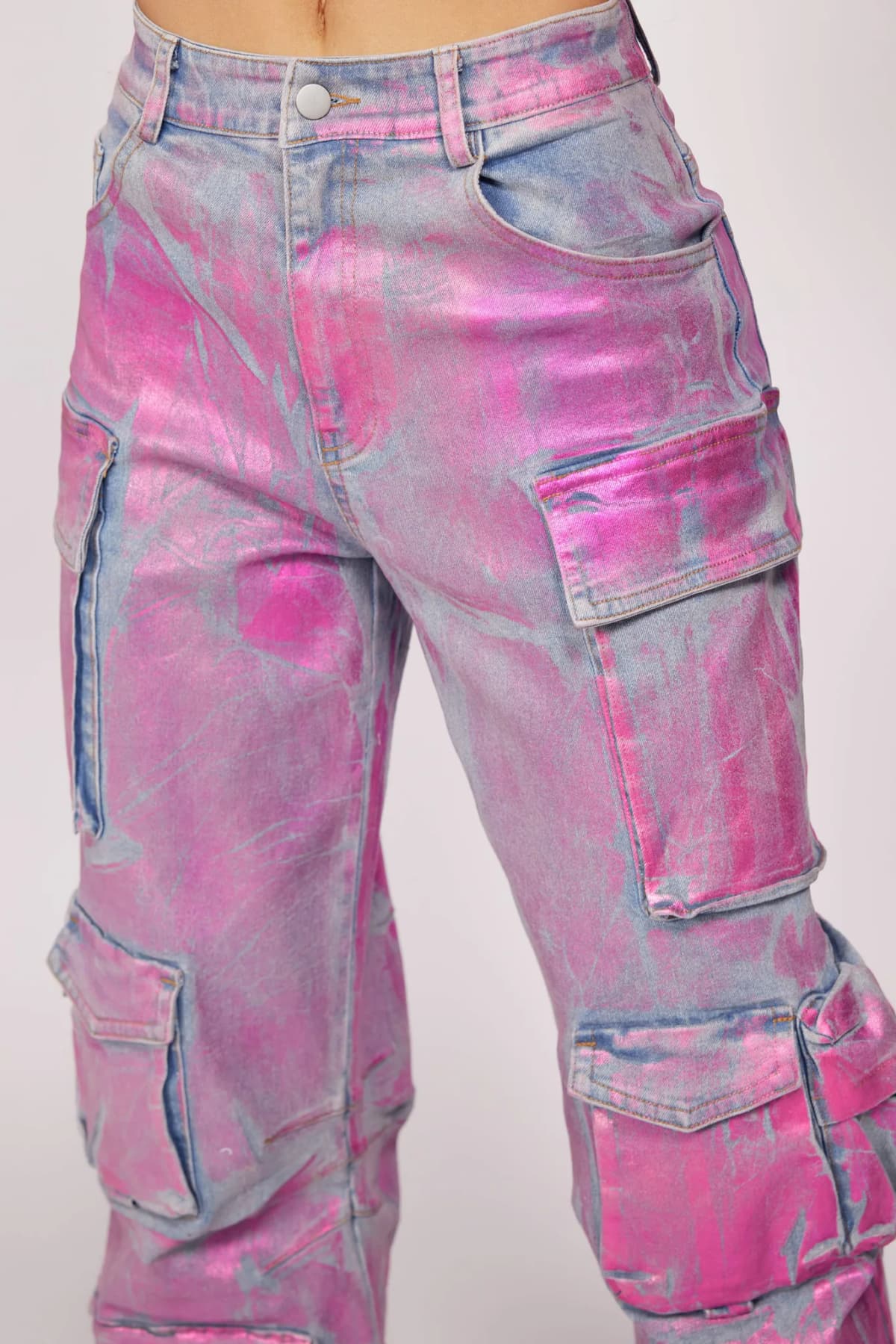 Restocked! Metallic Chic Pink Cargo Pants by WFFS
