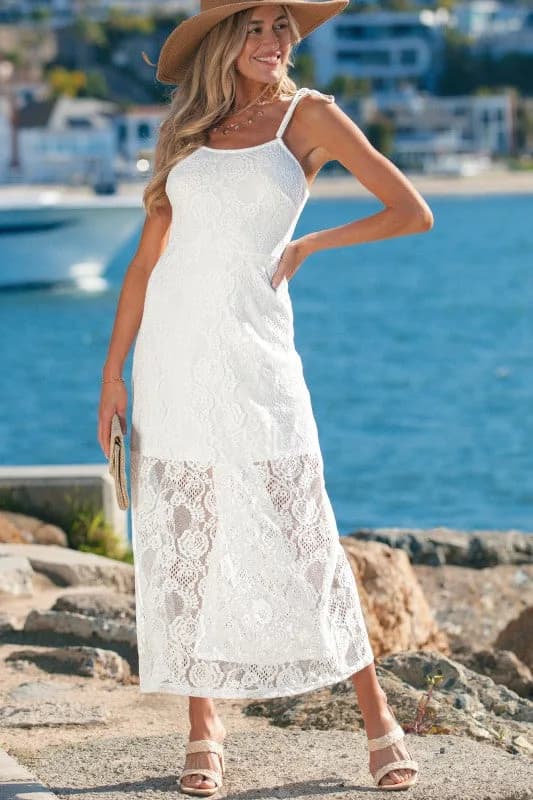 Maxine Lace Overlay Long Dress