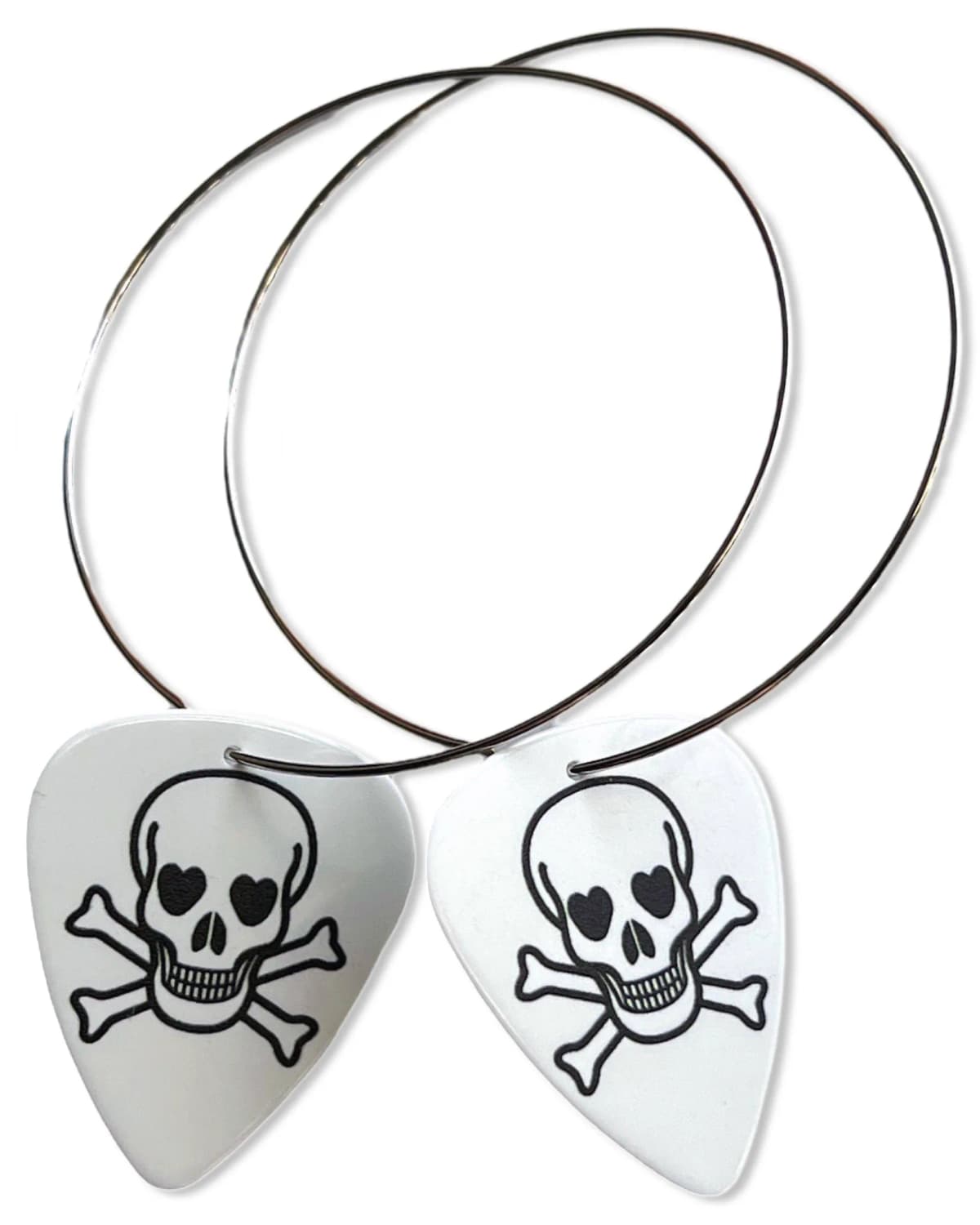 Skull Groupie Love Reversible Single Guitar Pick Earrings
