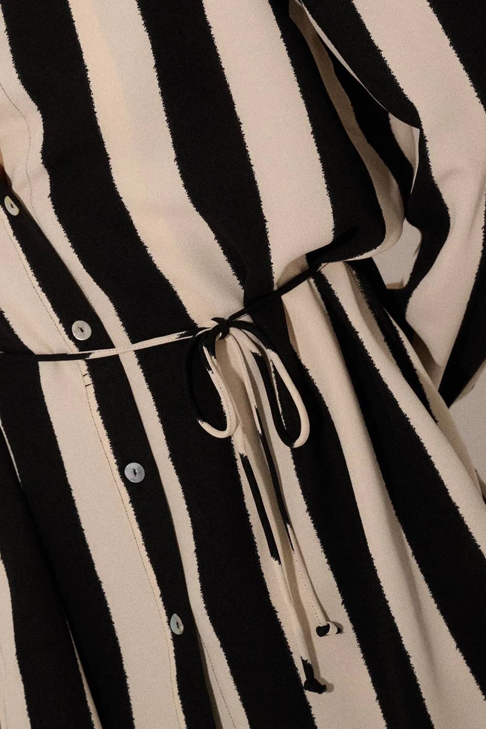 Striped Collar Neck Button Front Yoke Back Romper By Promesa