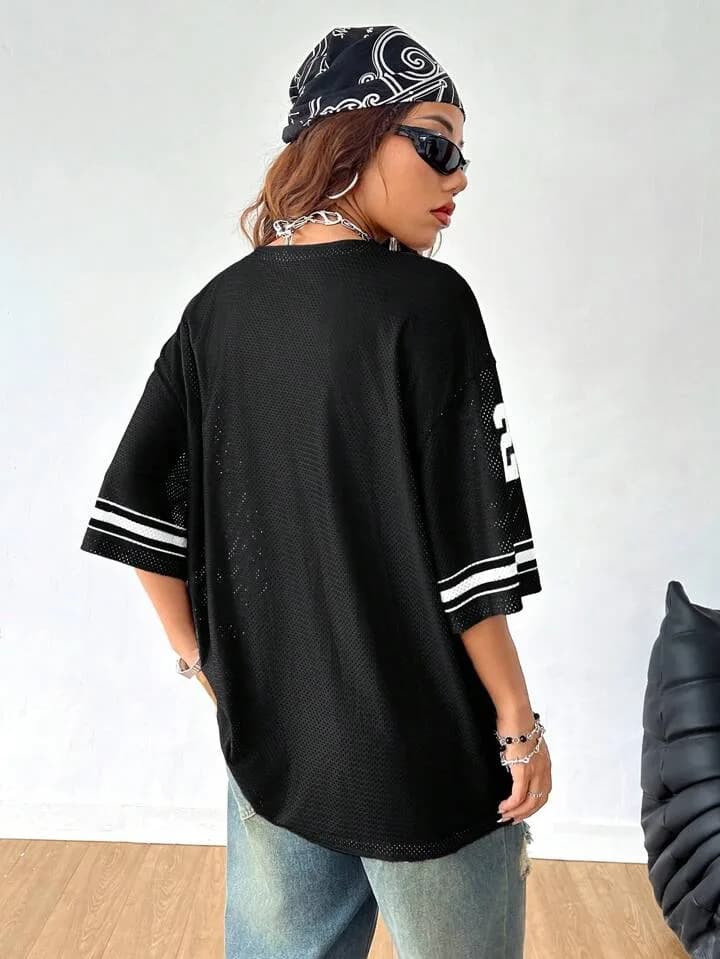 Black and White Enjoy Freedom Mesh Numbered 23 Jersey
