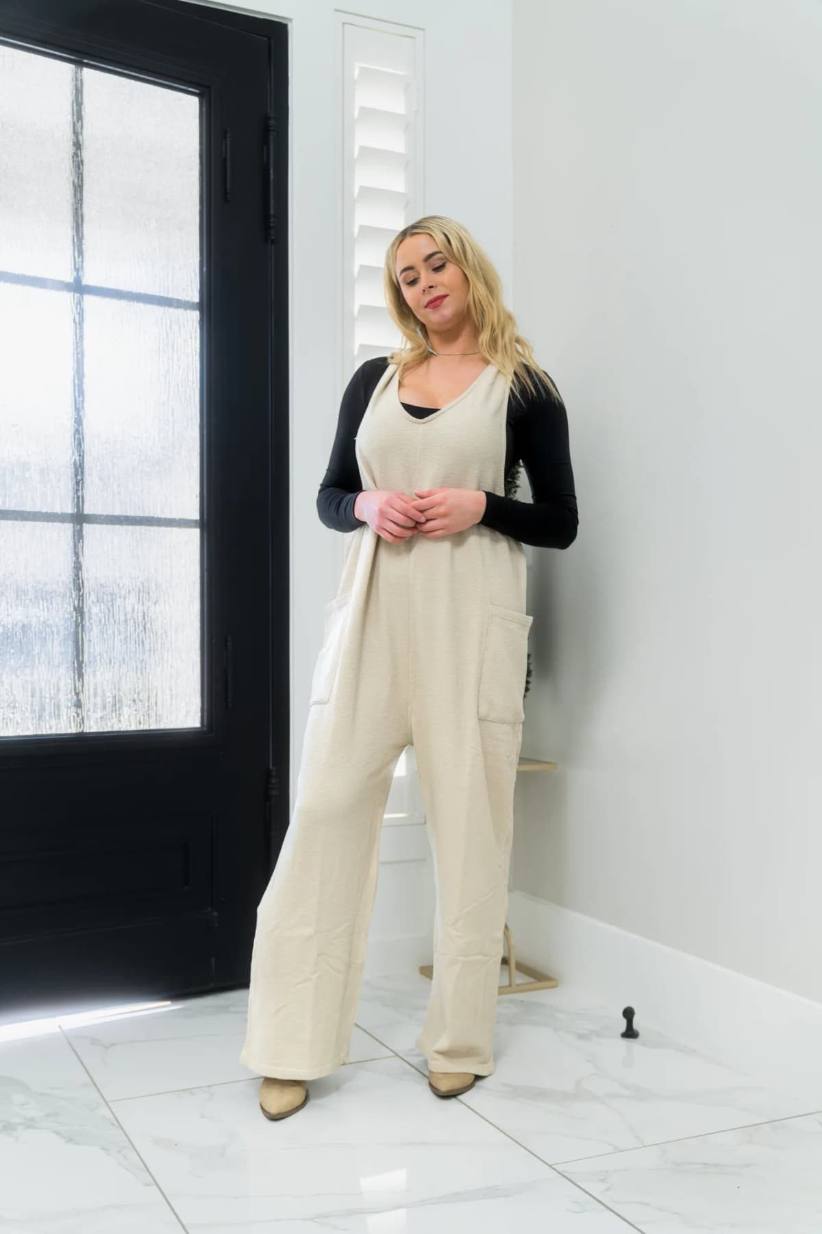 Mineral Washed Lounge Jumpsuit Moon B