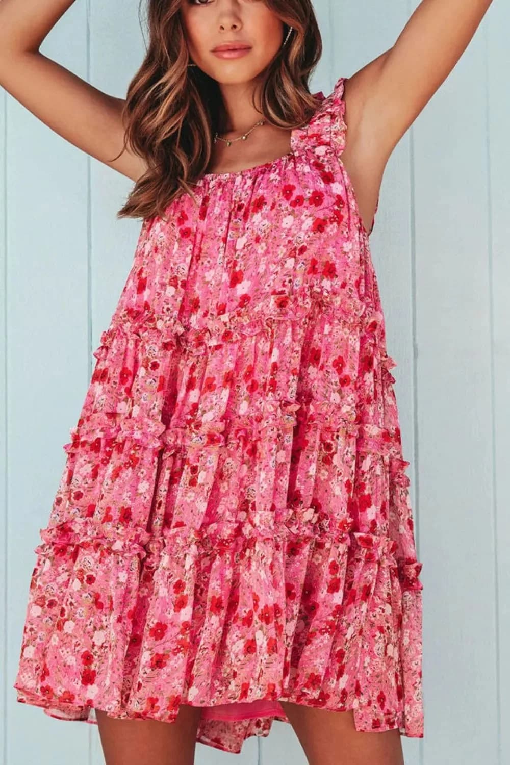 Floral Print Ruffle Tiered Mini Dress