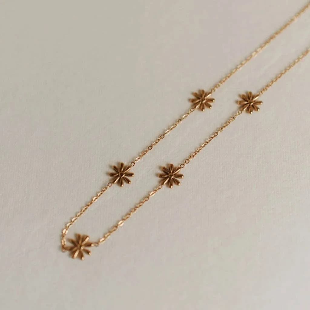 Anna Floral Necklace Silver by Mauve