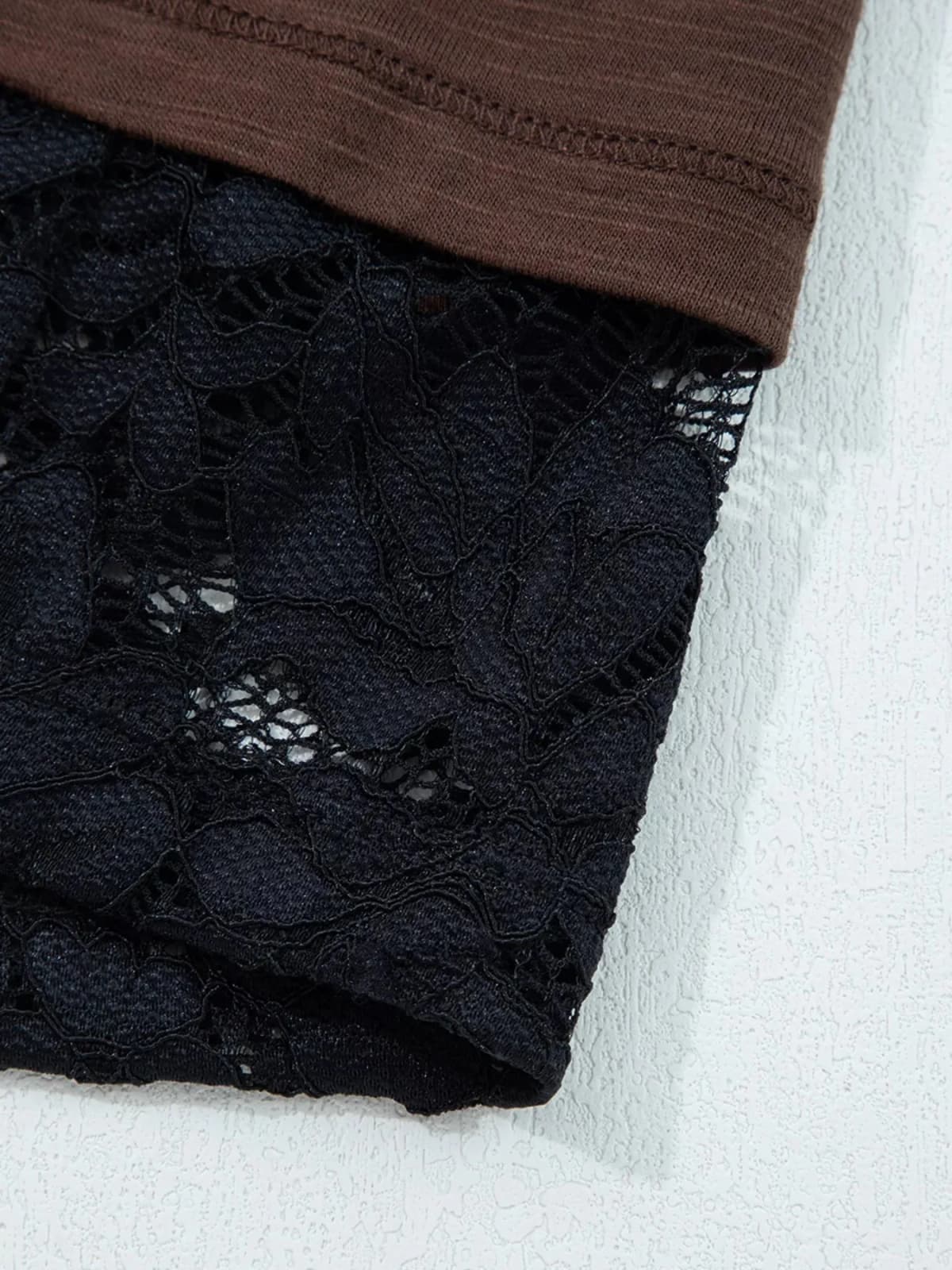 Sheer Lace Patchwork Casual Long Sleeve Top